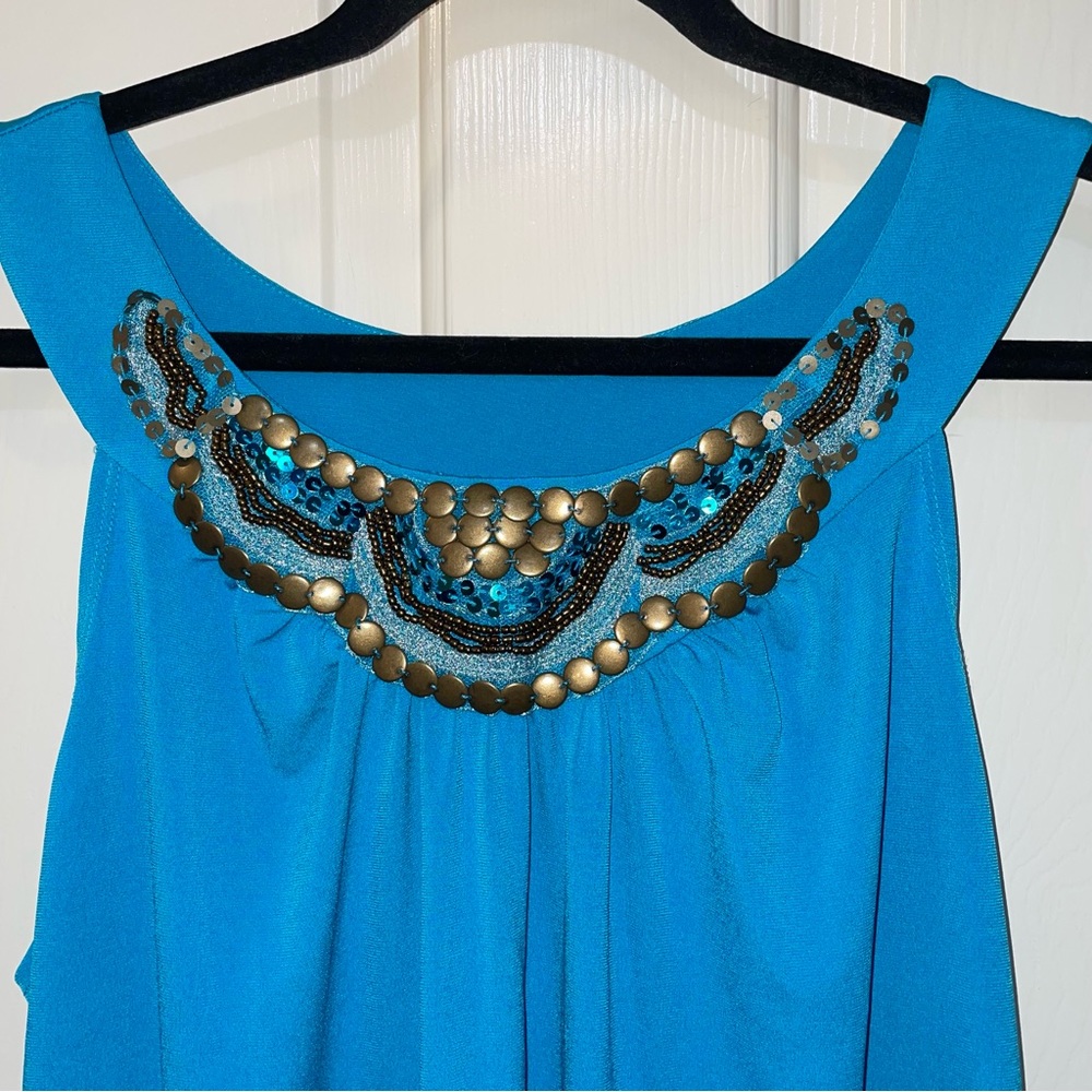 Embellished Turquoise Sleeveless Top New Directions XL - Picture 1 of 6
